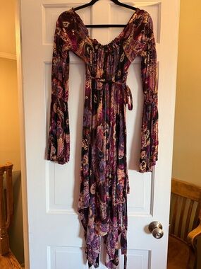 Women’s Purple Paisley Long Sleeve Bohemian Dress
